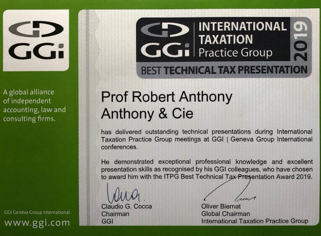 Athony & Cie Best technical tax presentation